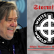 Left: Photo of Steve Bannon by Ben Jackson/Getty Images. Right: Screengrab of Stormfront.org